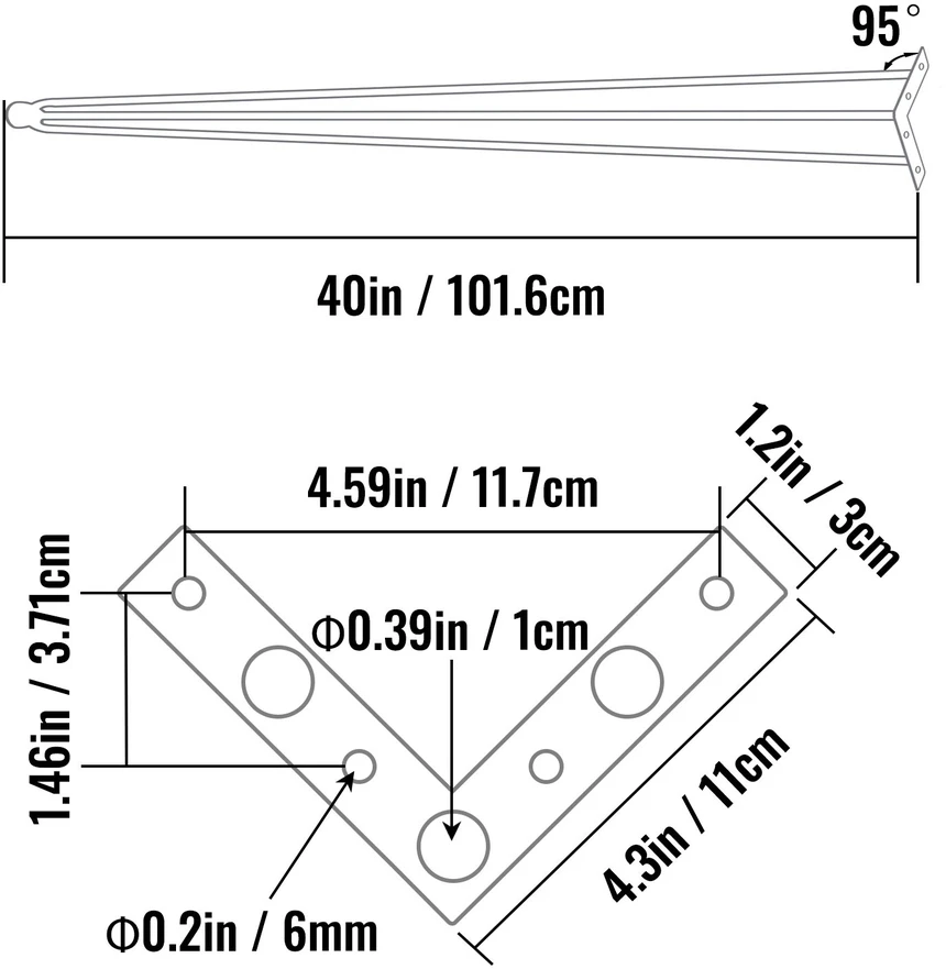 VEVOR Plieninės plauktuotos stalo kojos 101,6 cm