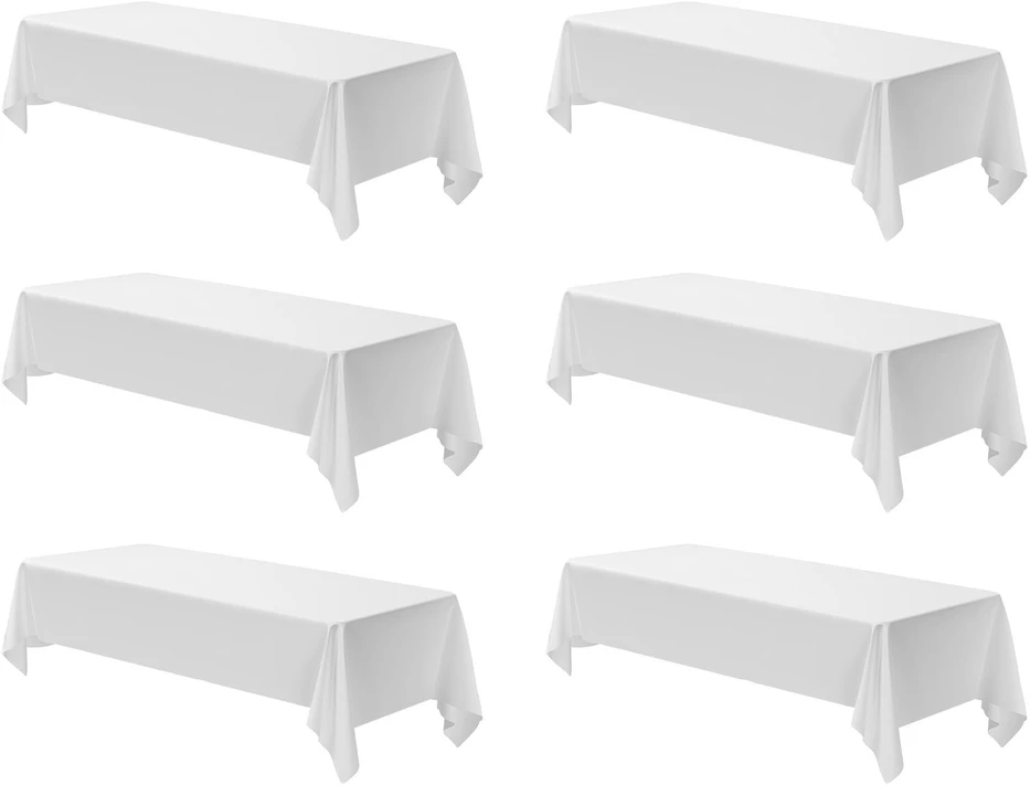 VEVOR Baltos stačiakampės staltiesės, 6 vnt, 152 x 259 cm