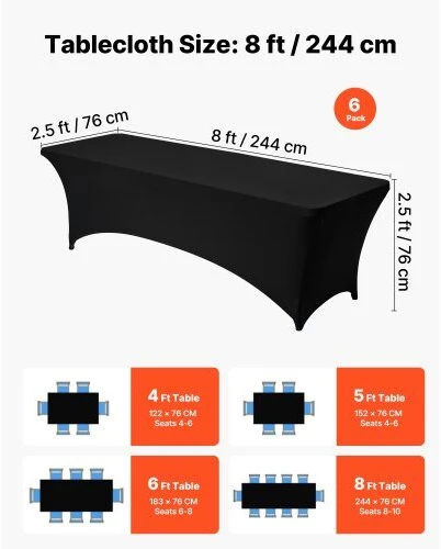 VEVOR 6 komplekto stalo užtiesalai 8FT stačiakampiams