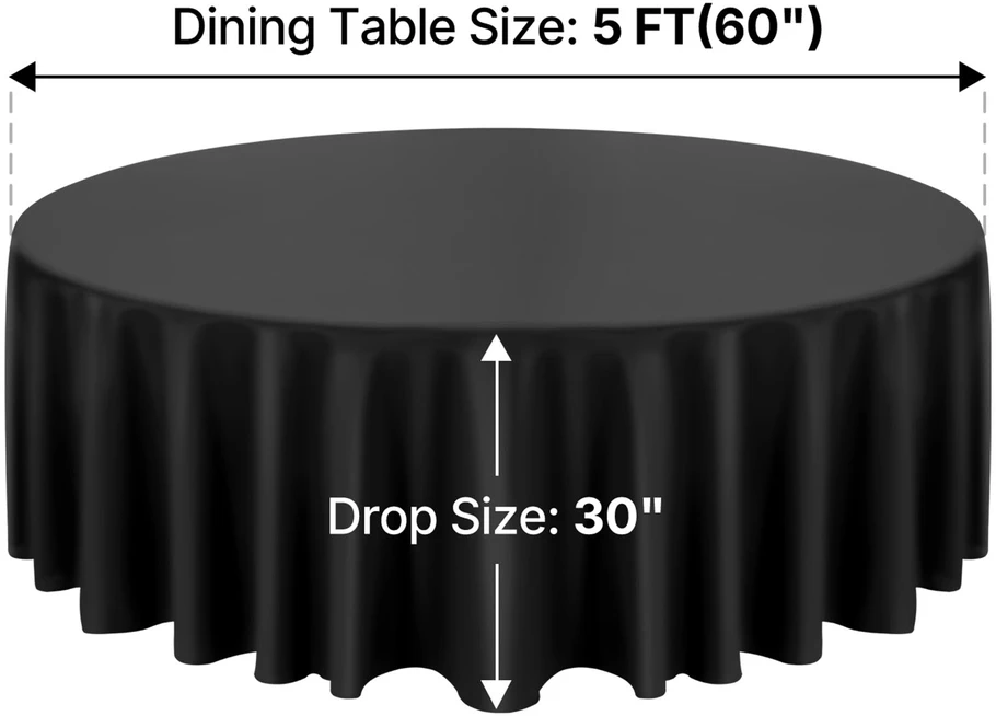 VEVOR Juodi apvalūs staltiesės 120 cm