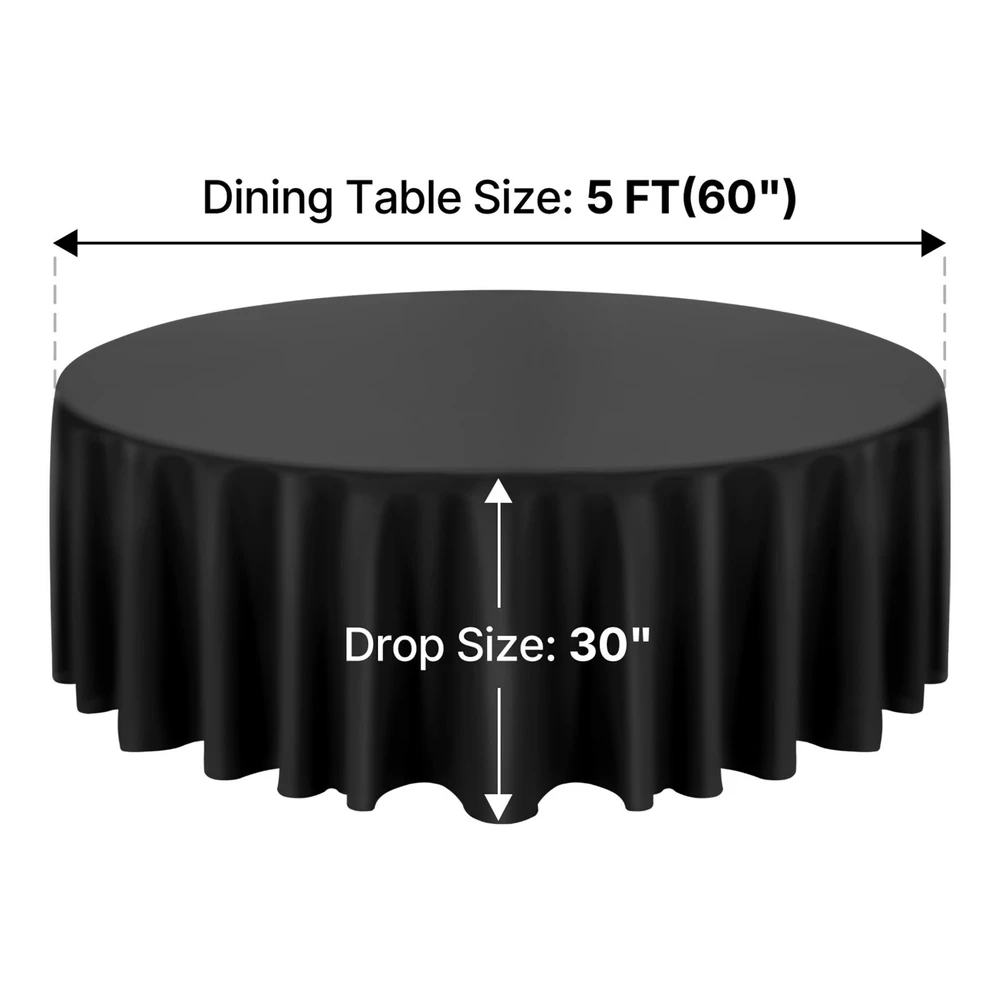 VEVOR Juodi apvalūs staltiesės 120 cm