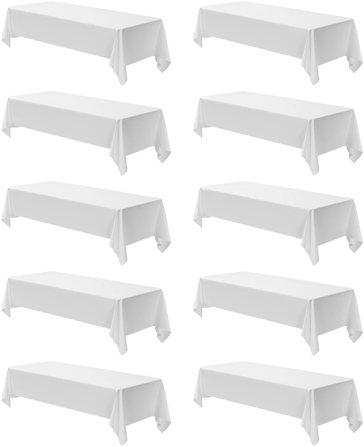 VEVOR Stačiakampiai balti staltiesės, 10 vnt., 152 x 259 cm