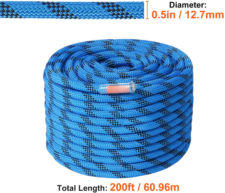 VEVOR Mėlyna 12.7mm 60.9m laipiojimo virvė