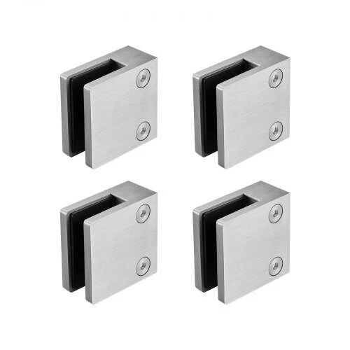 VEVOR Stiklo laikikliai turėklams 4 vnt, 8-12 mm, sidabriniai
