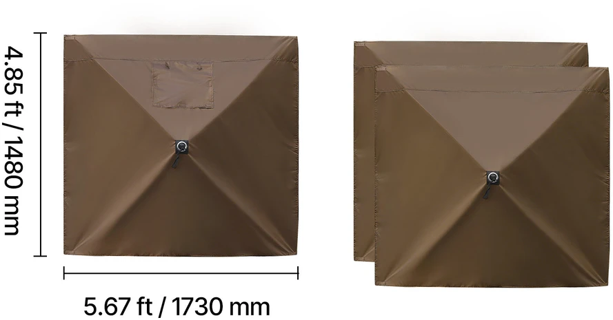 VEVOR Palapinės šoninių sienų rinkinys 1,73 x 1,48 m, 3 vnt. su langais
