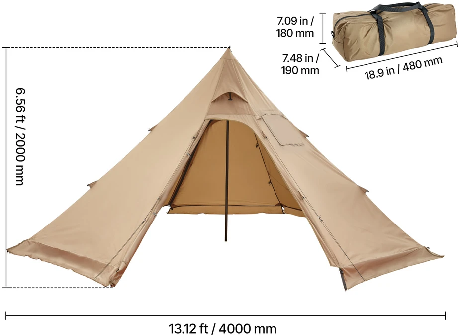 VEVOR Tipi palapinė su krosnele 4 asmenims