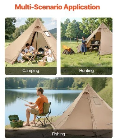 VEVOR Tipi palapinė su krosnele 4 asmenims