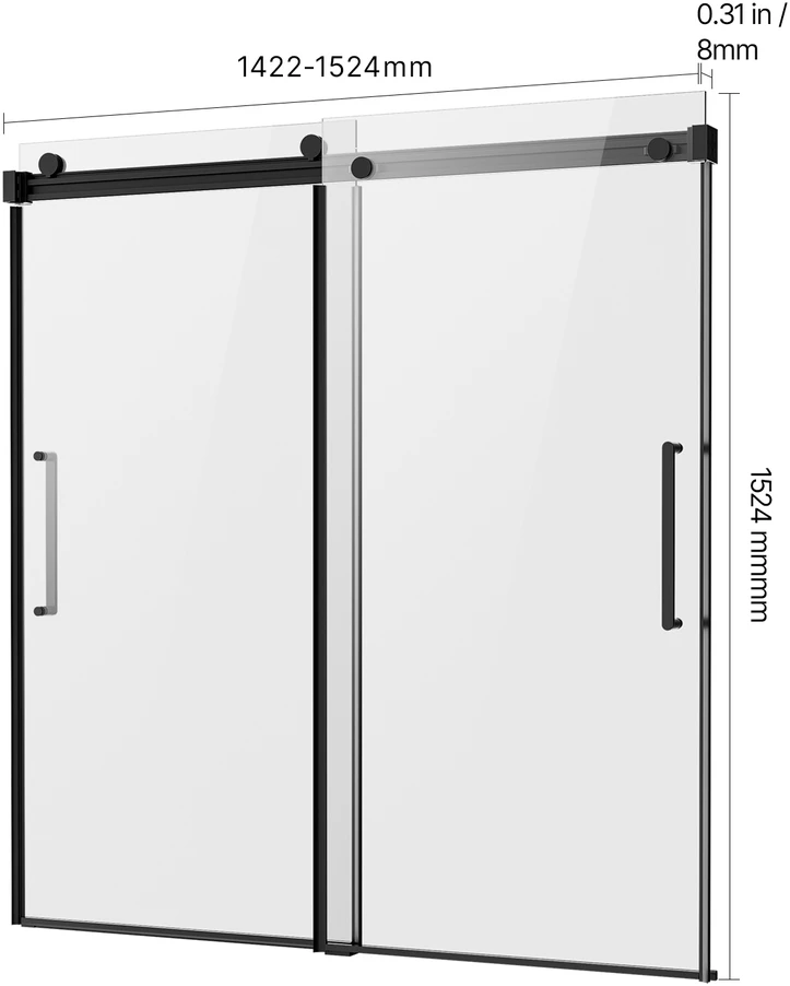 VEVOR Berėmis stumdomas vonios durys 142-152 cm x 152 cm