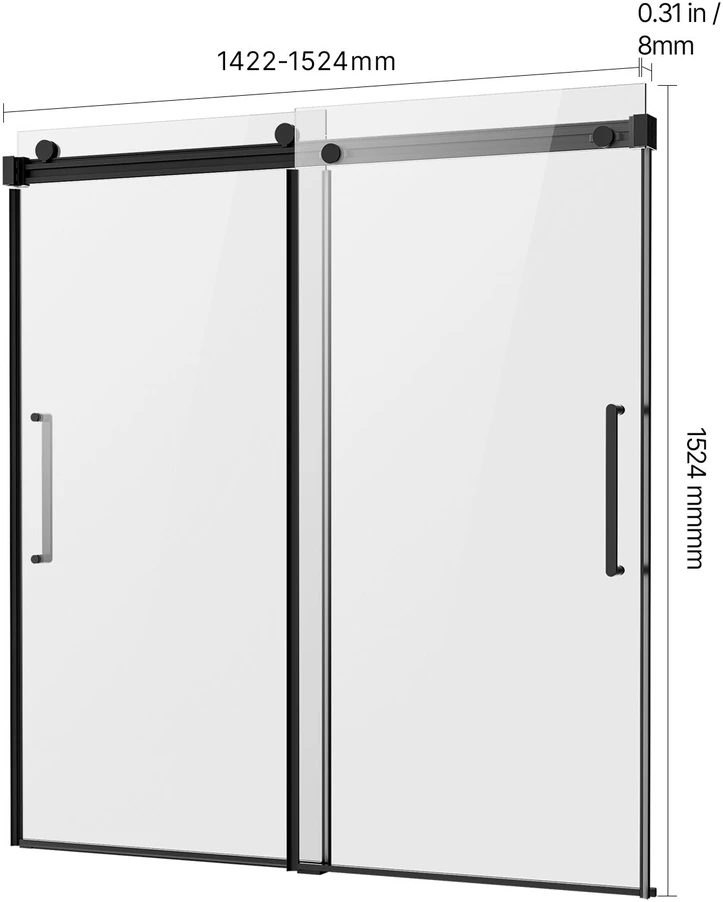 VEVOR Berėmis stumdomas vonios durys 142-152 cm x 152 cm