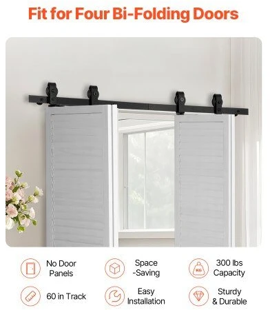 VEVOR dvejų poslinkių tvarkingų durų bėgių sistema 152 cm