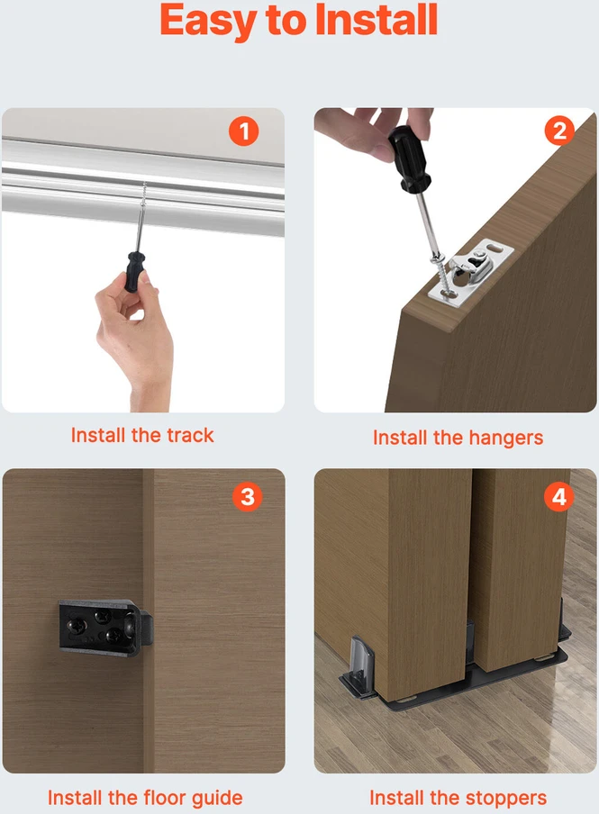 VEVOR Stumdomų durų bėgių komplektas 5 ft