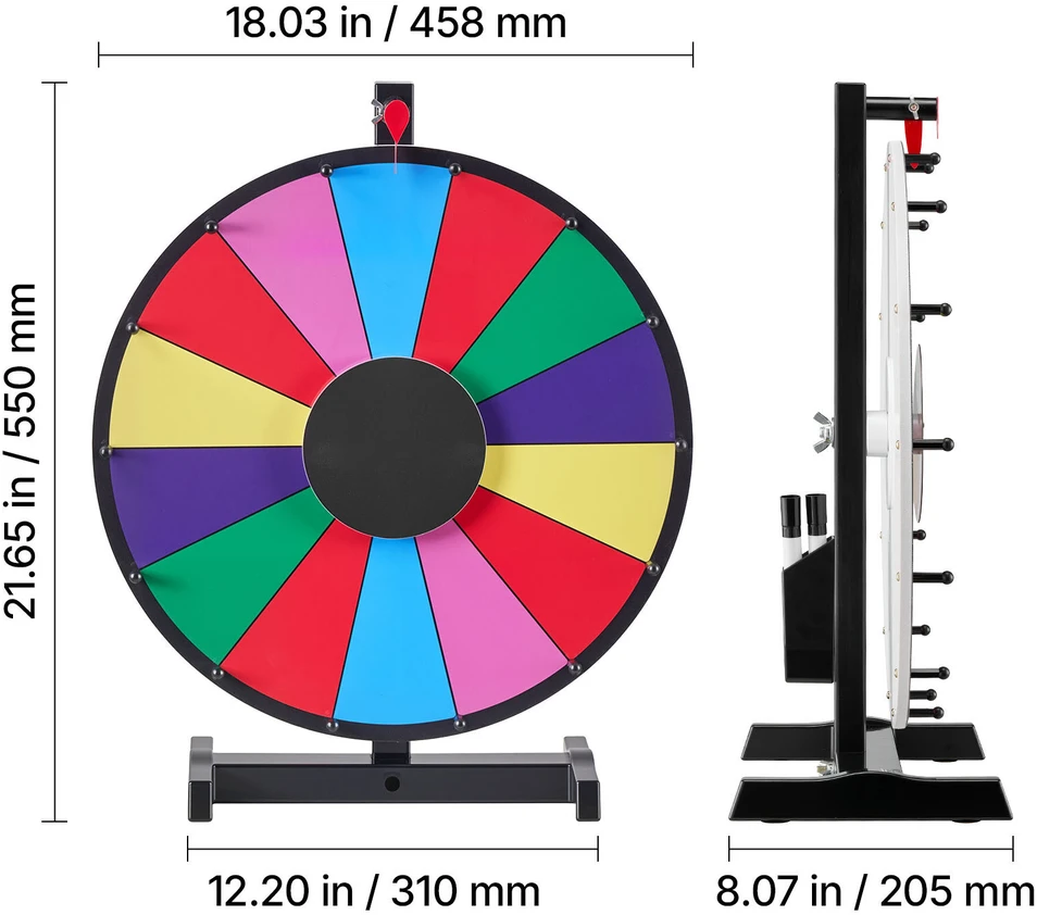 VEVOR 457 mm besisukantis prizų ratas su stovu