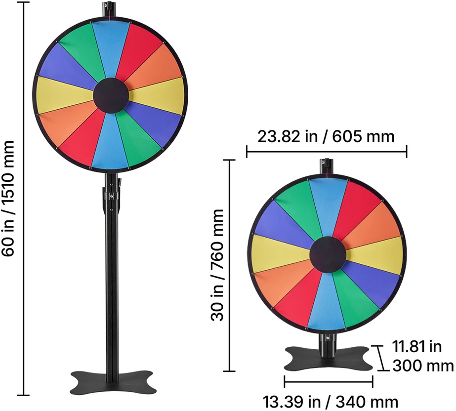 VEVOR Besisukantis prizų ratas su stovu, 610 mm
