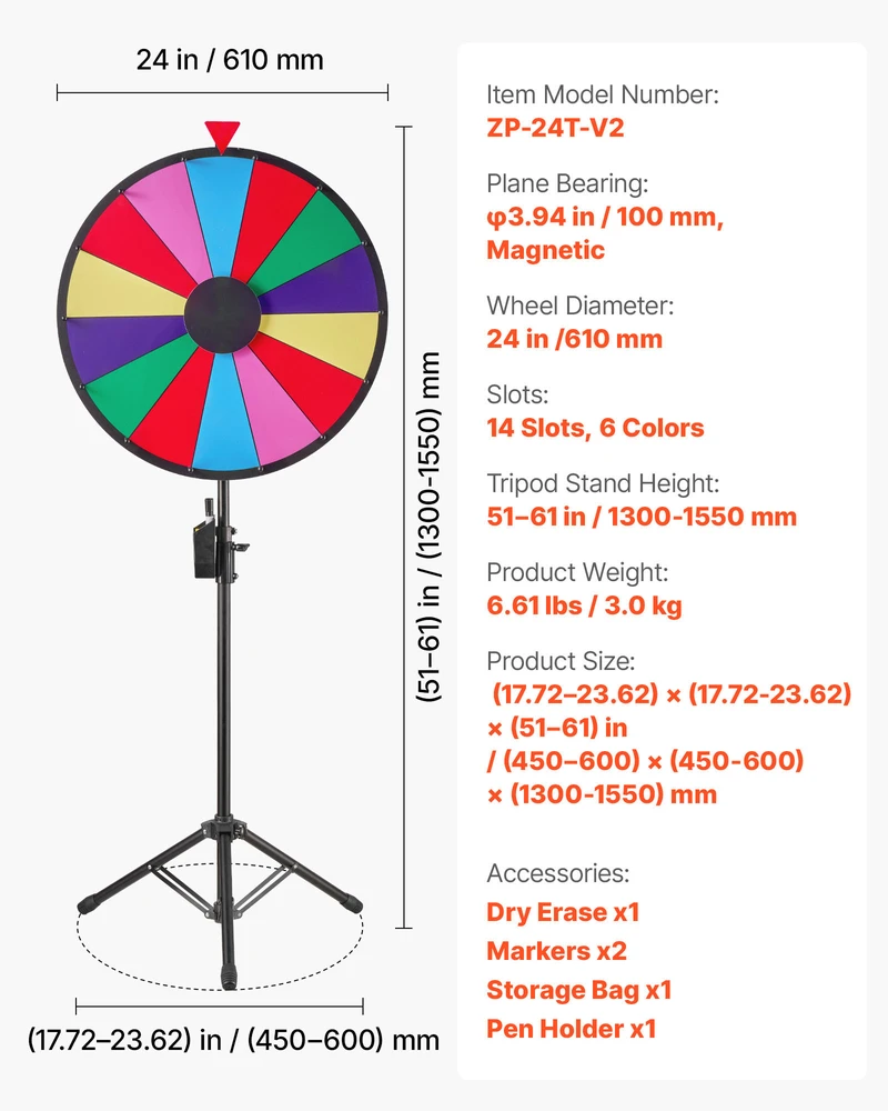 VEVOR 610 mm sukama prizu ruletė su trikoju
