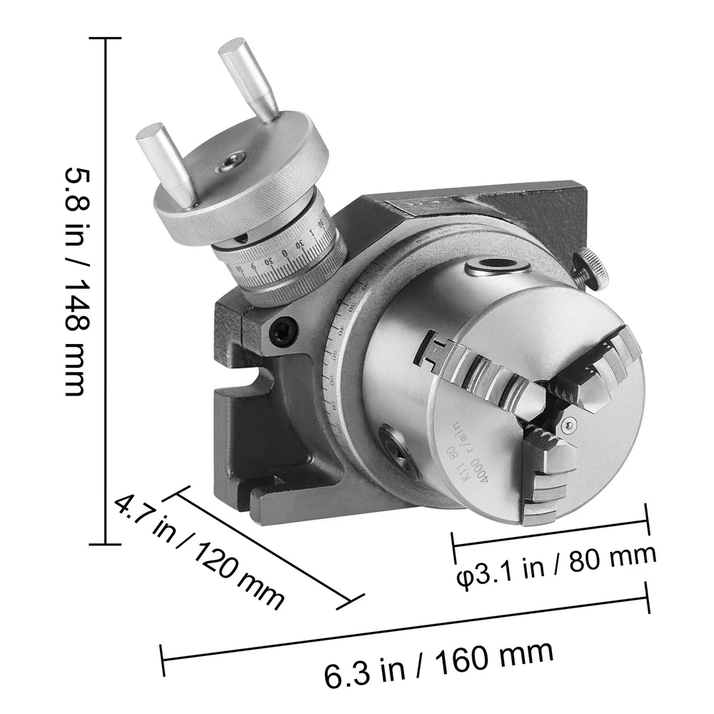 VEVOR Rotacinis stalas frezavimo staklėms, 100 mm