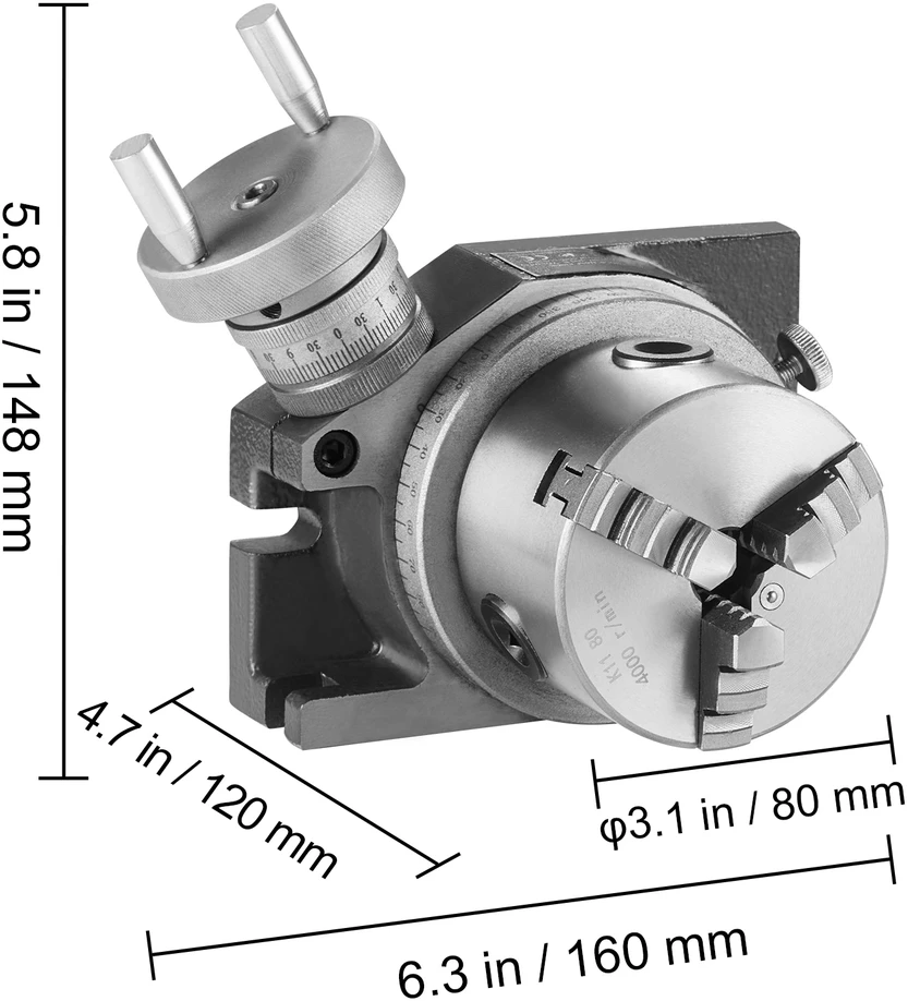 VEVOR Rotacinis stalas frezavimo staklėms, 100 mm
