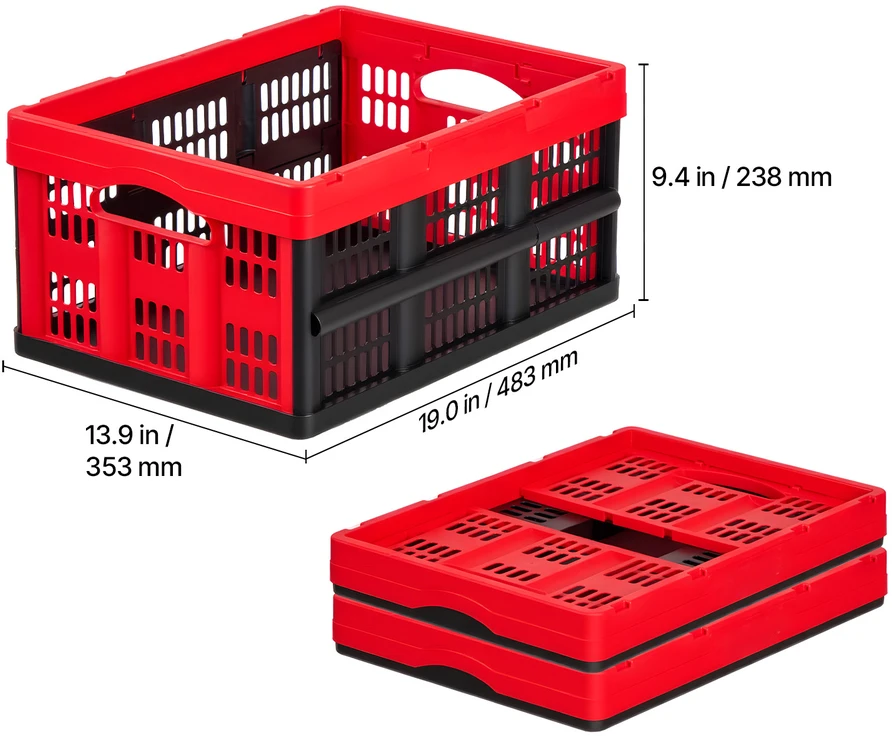 VEVOR Plastikinės sulankstomos daiktadėžės 32 l, 3 vnt.