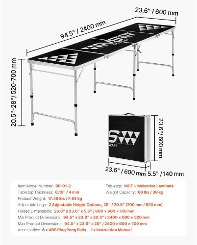 VEVOR Sulankstomas beer pong stalas 2,4 m