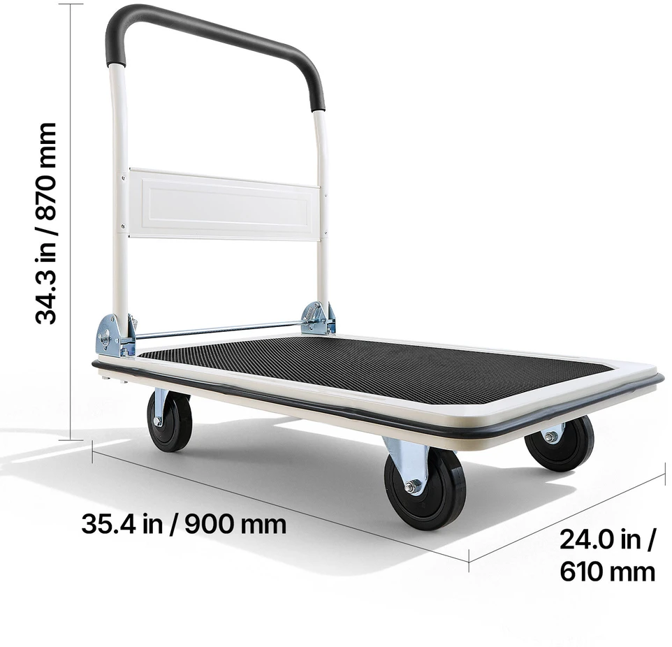 VEVOR Sulankstomas vežimėlis su platforma, 299 kg apkrova