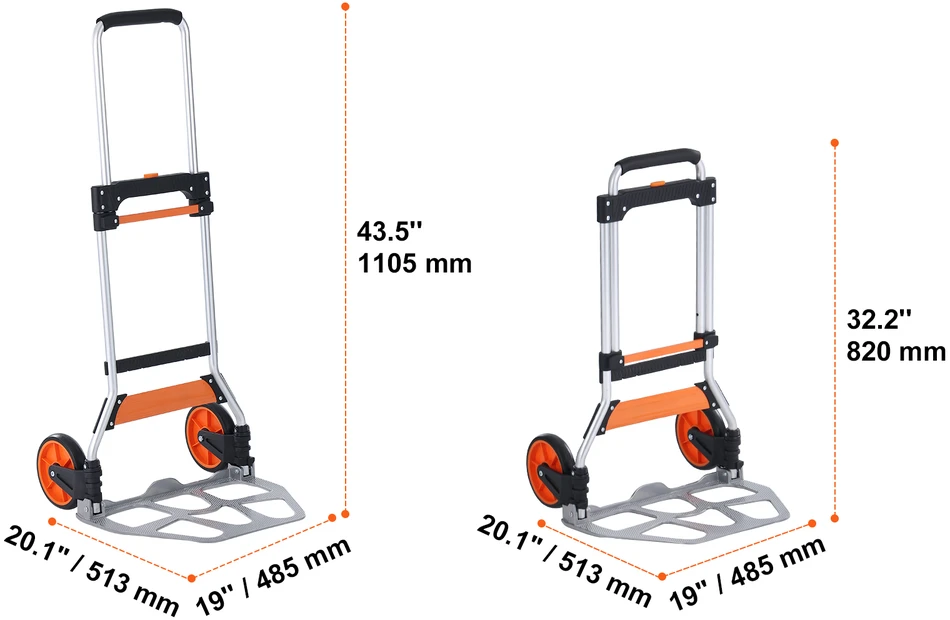 VEVOR Sulankstomas vežimėlis 125 kg apkrovai