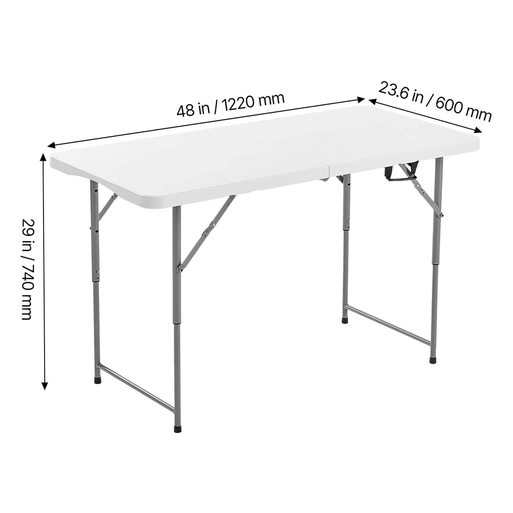 VEVOR Sulankstomas plastikinis stalas 122cm vidaus ir lauko naudojimui