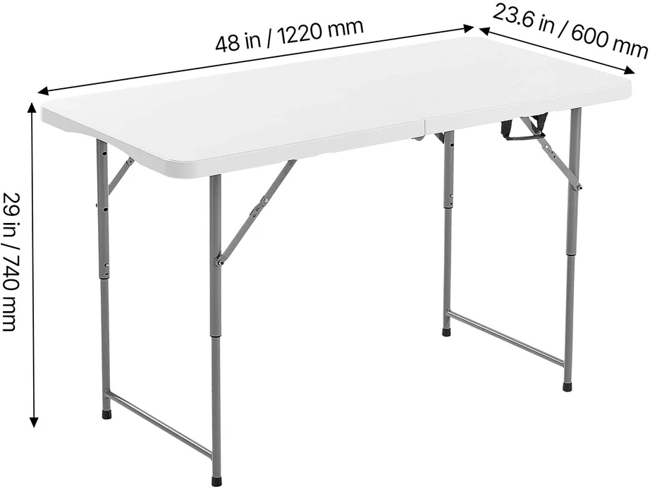VEVOR Sulankstomas plastikinis stalas 122cm vidaus ir lauko naudojimui