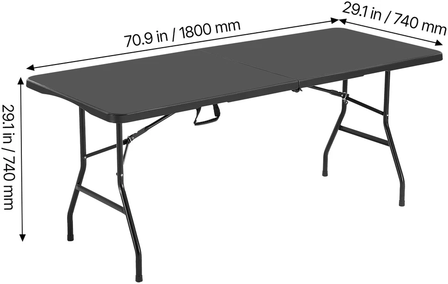 VEVOR 180 cm plastikinis sulankstomas stalas