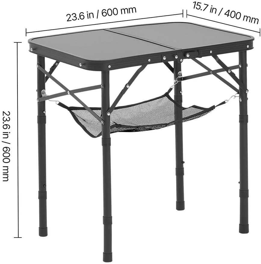 VEVOR 60 cm sulankstomas camping stalas aliuminis