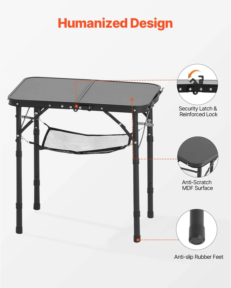 VEVOR 60 cm sulankstomas camping stalas aliuminis