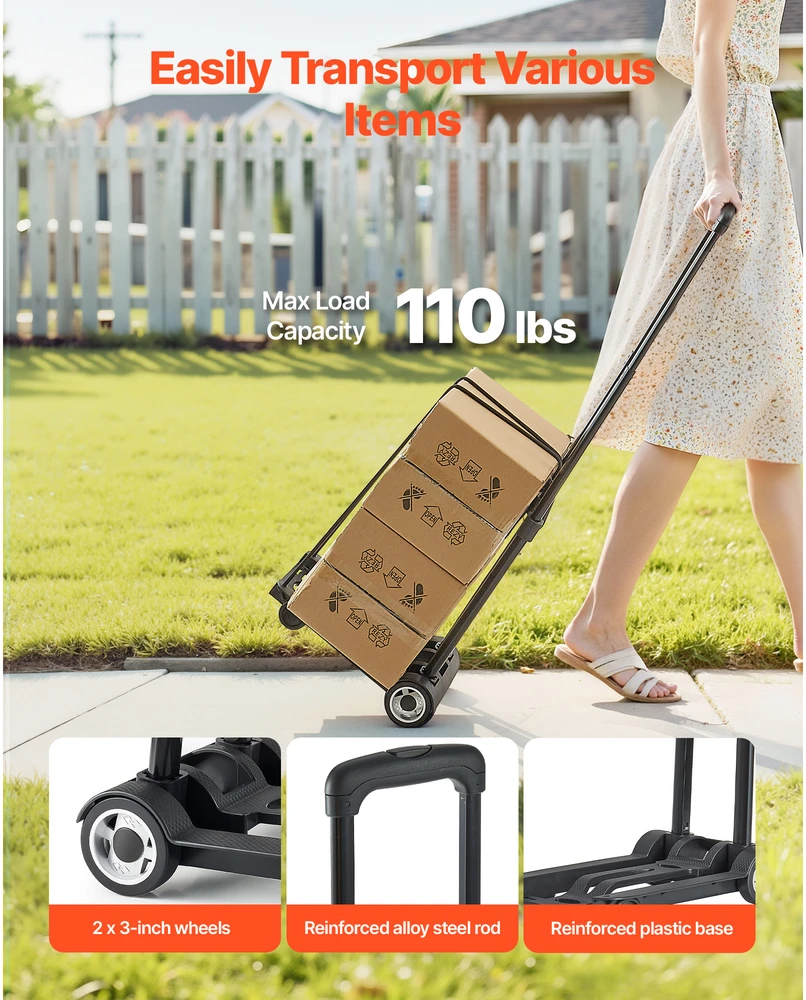 VEVOR Sulankstoma platforminė keltuvas 50 kg vežimas