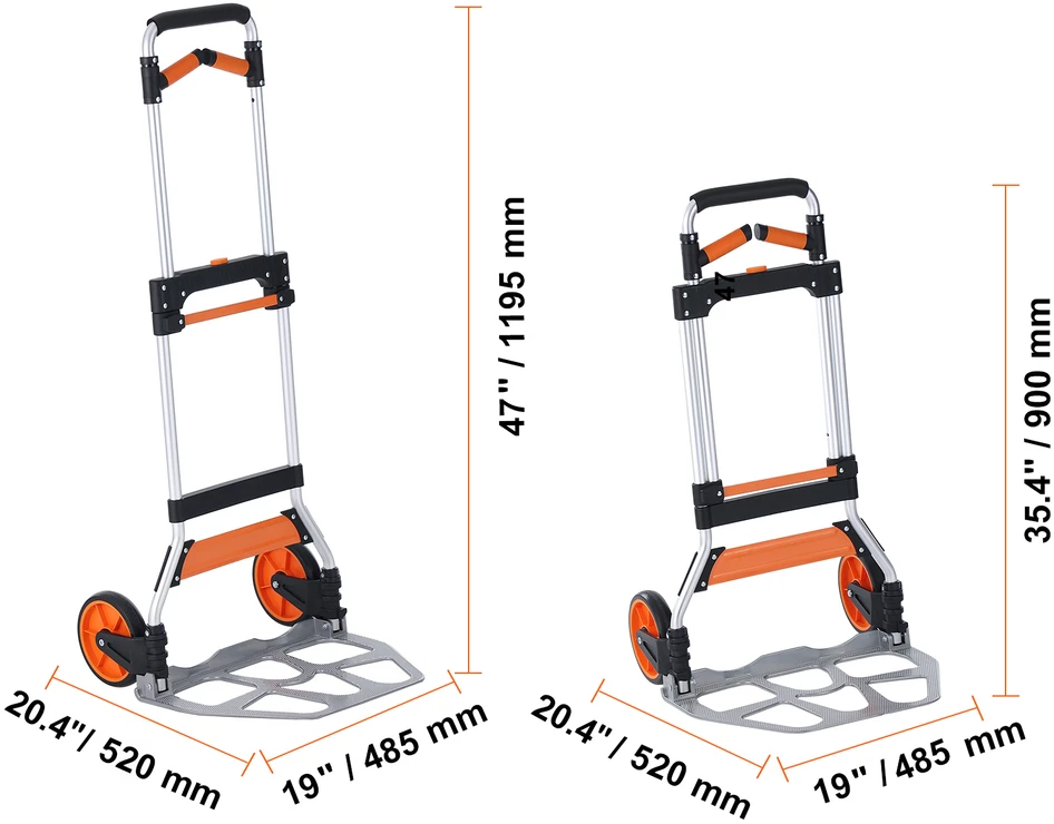 VEVOR Sulankstomas aliuminio vežimėlis, 140 kg apkrova