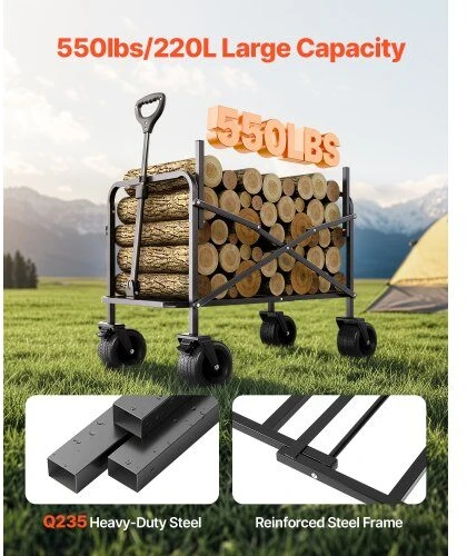 VEVOR Sulankstomas vežimėlis suolu 250kg apkrovai