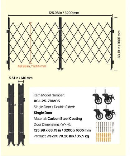 VEVOR Lockable dvigubos žirklinės grotelės 320x160.5 cm