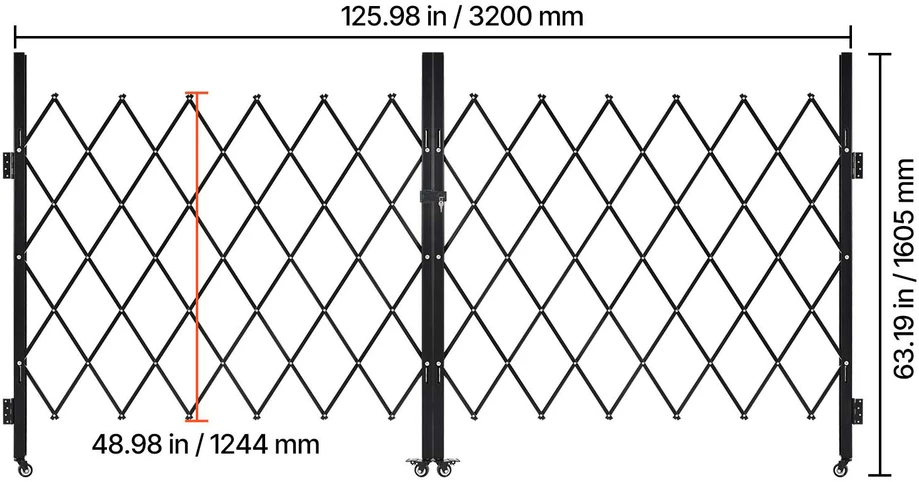 VEVOR Lockable dvigubos žirklinės grotelės 320x160.5 cm