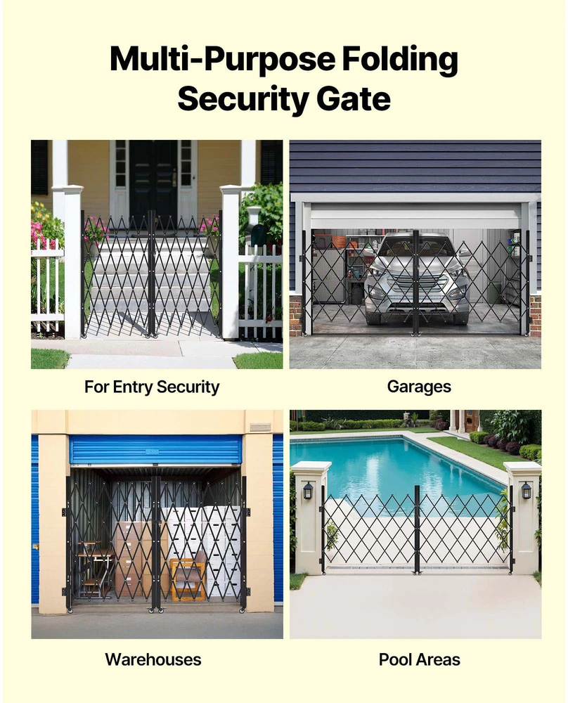 VEVOR Lockable dvigubos žirklinės grotelės 320x160.5 cm