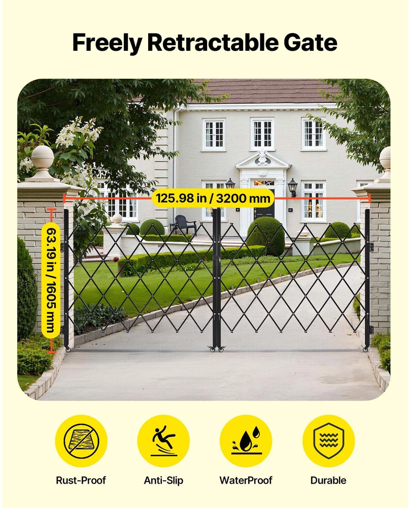 VEVOR Lockable dvigubos žirklinės grotelės 320x160.5 cm