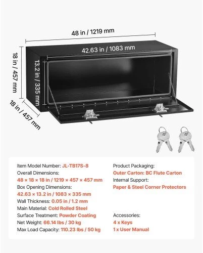 VEVOR Povandeninė sunkvežimio įrankių dėžė 1219 x 457 x 457 mm