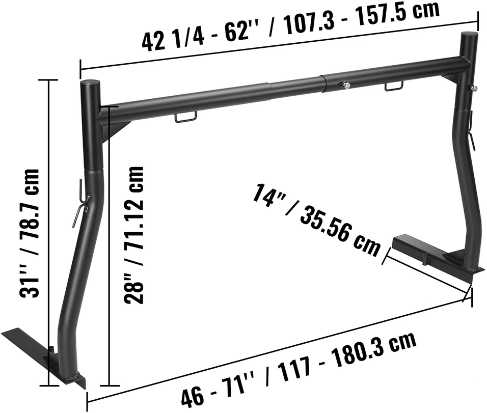 VEVOR Reguliuojamas sunkvežimių bagažinės stovas 1170-1803 mm