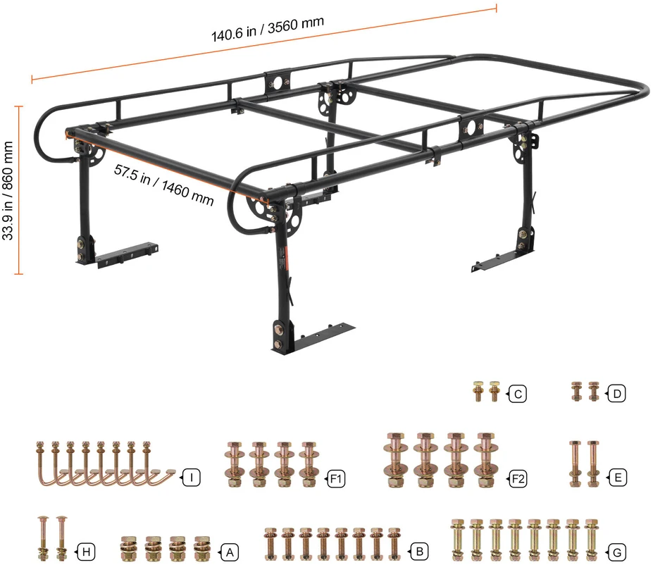 VEVOR Sunkvežimio kopėčių laikiklis 454 kg talpos 110-160 cm pločio