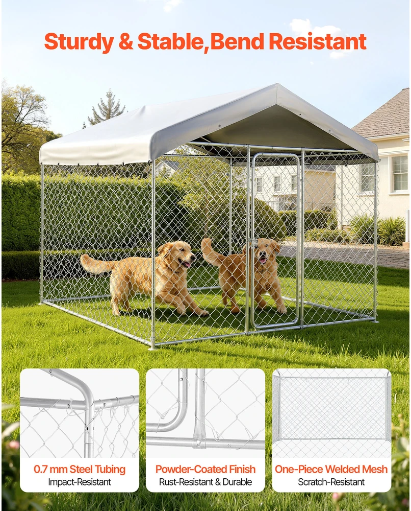 Lauko voljeras šunims VEVOR SKU2025005, 2,3 x 2,3 x 2,15 m