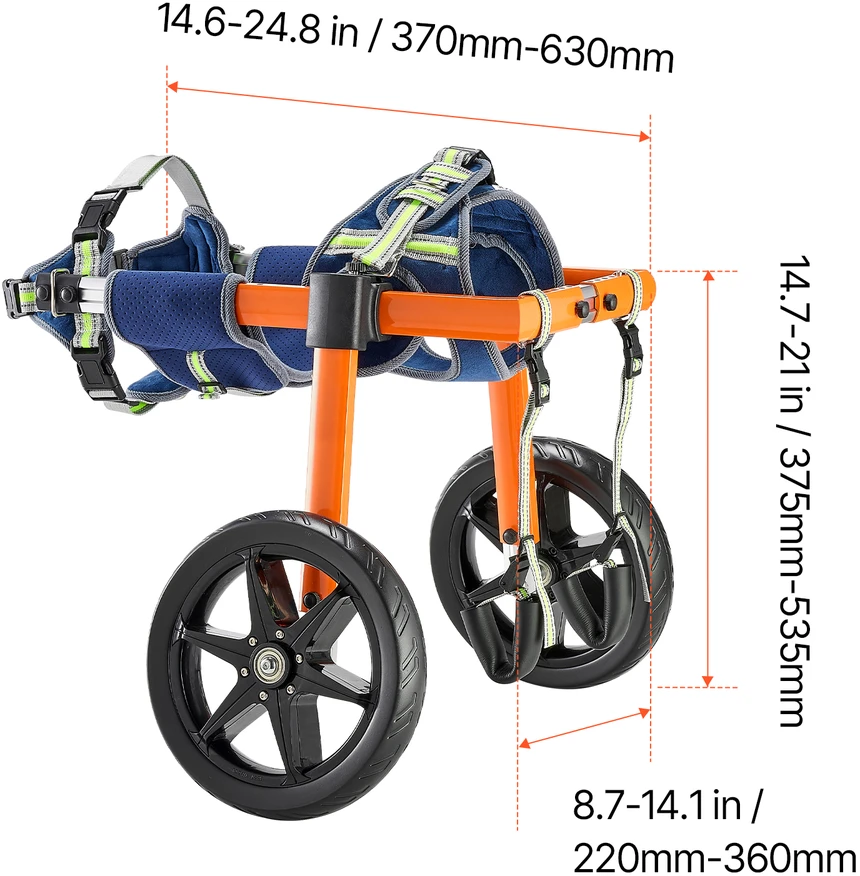Šuns vežimėlis galinėms kojoms VEVOR SS3-01, 15,8–21,7kg šunims