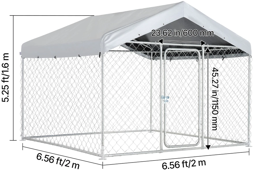 Lauko voljeras šunims VEVOR SKU2025004, 2 x 2 x 1,6 m