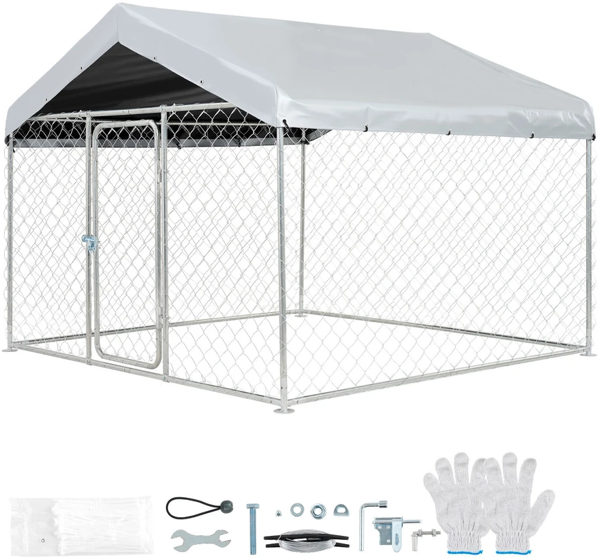 Lauko voljeras šunims VEVOR SKU2025004, 2 x 2 x 1,6 m