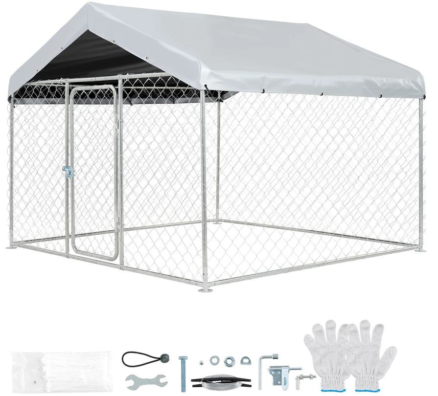 Lauko voljeras šunims VEVOR SKU2025004, 2 x 2 x 1,6 m