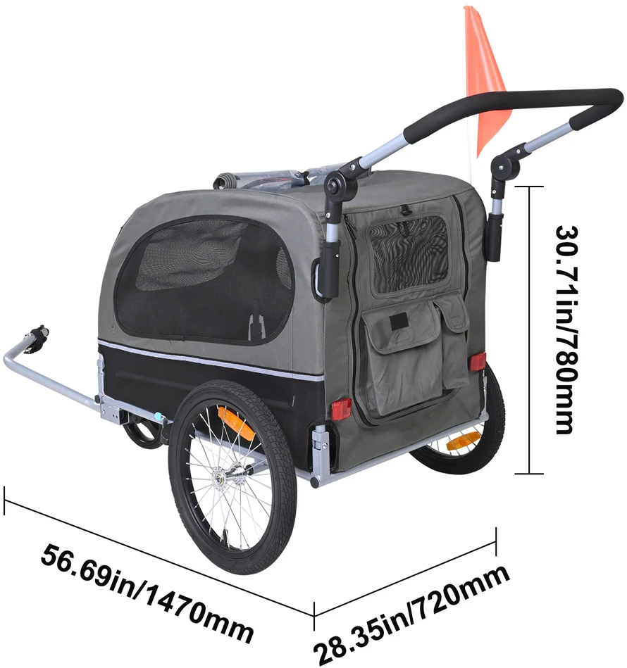 VEVOR Šunų dviračio priekaba, palaiko iki 40 kg