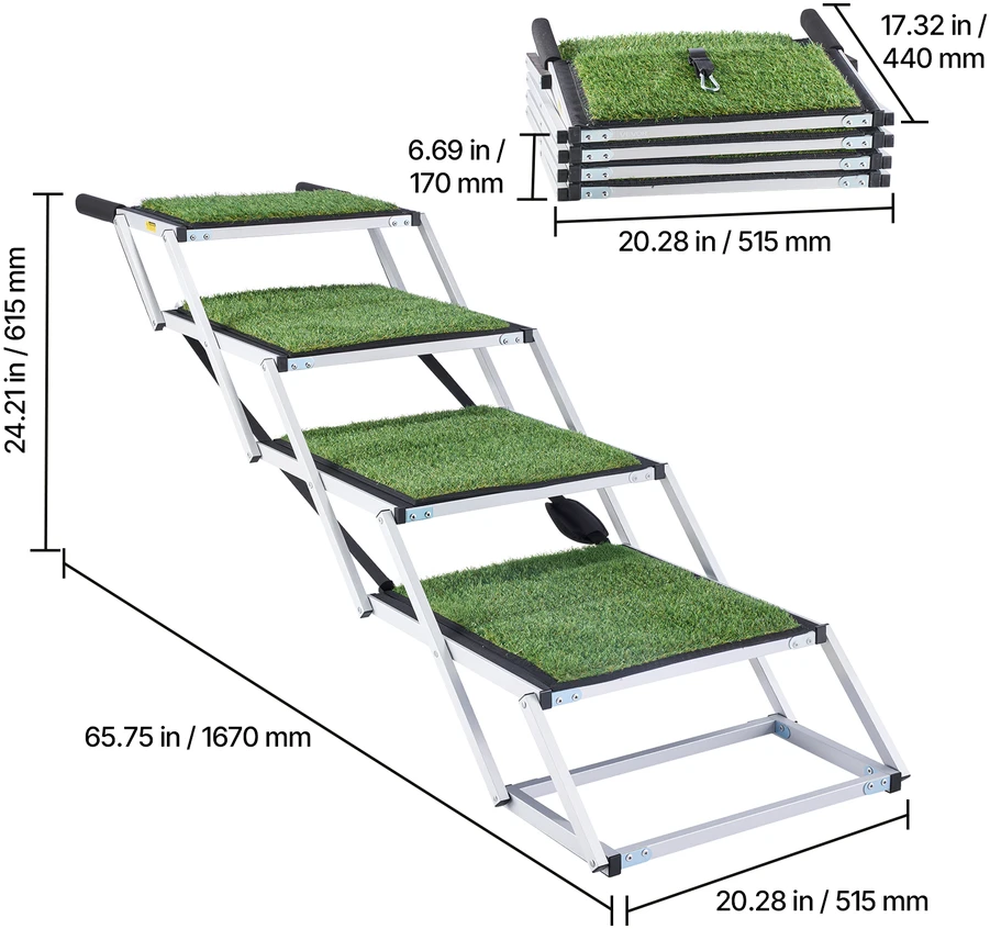 Šunų laiptai automobiliui VEVOR 47.5x43-5-2, 4 pakopų, iki 91 kg