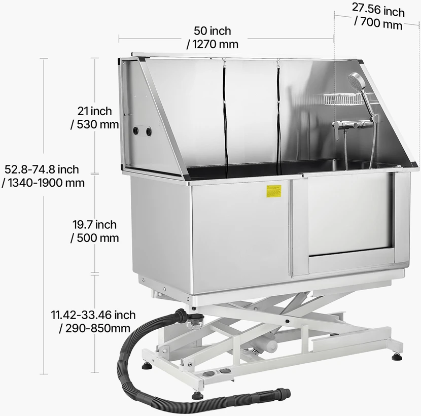 VEVOR Elektrinė šunų vonia su nerūdijančio plieno filtru