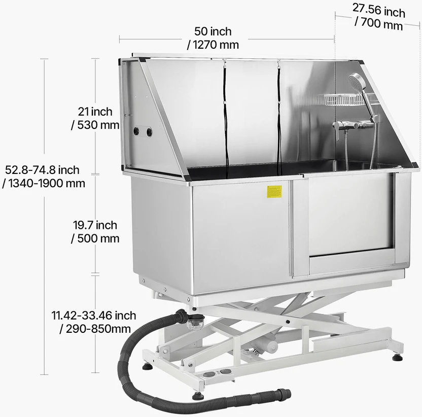 VEVOR Elektrinė šunų vonia su nerūdijančio plieno filtru