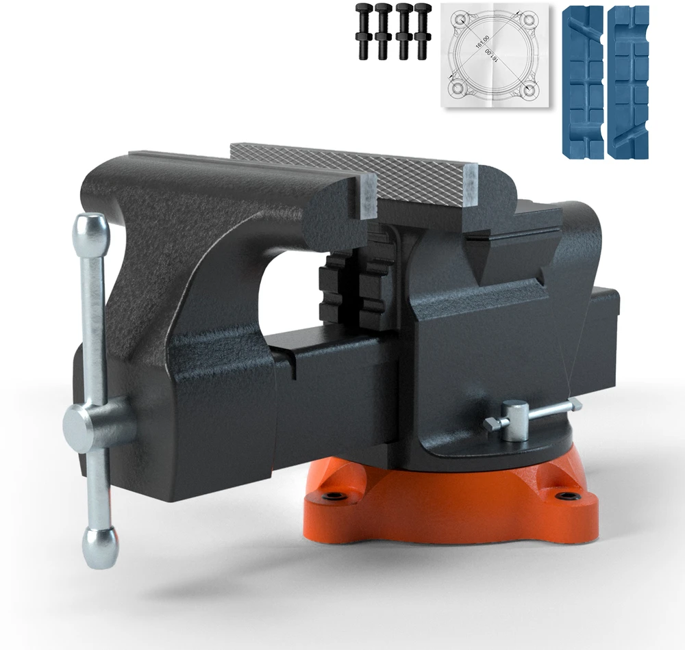 VEVOR 6" spaustuvas su priekalu ir 360° reguliuote