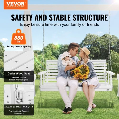 VEVOR Medinis sūpynių suolas sodui 152 cm baltas
